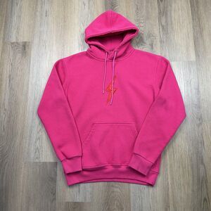 Bruce Bolt Hoodie Mens Large Pink Lightning Bolt Fleece Pullover Sweatshirt